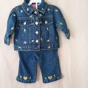 Girls 3 to 6 mo. cradle togs 2 pc Jean's & jacket